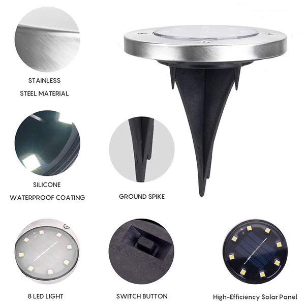 SolarGardenLights, set de 4 lumini cu LED solare pentru grădină sau alee - Image 4