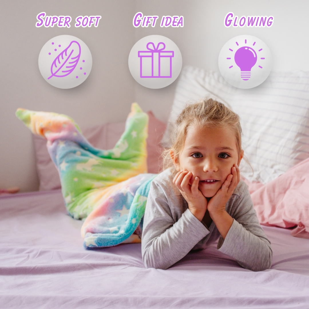 SparkleMermaid, set cadou cu o pătură pentru fetițe și un set de creație cu diamante și autocolante GRATUIT - Image 7