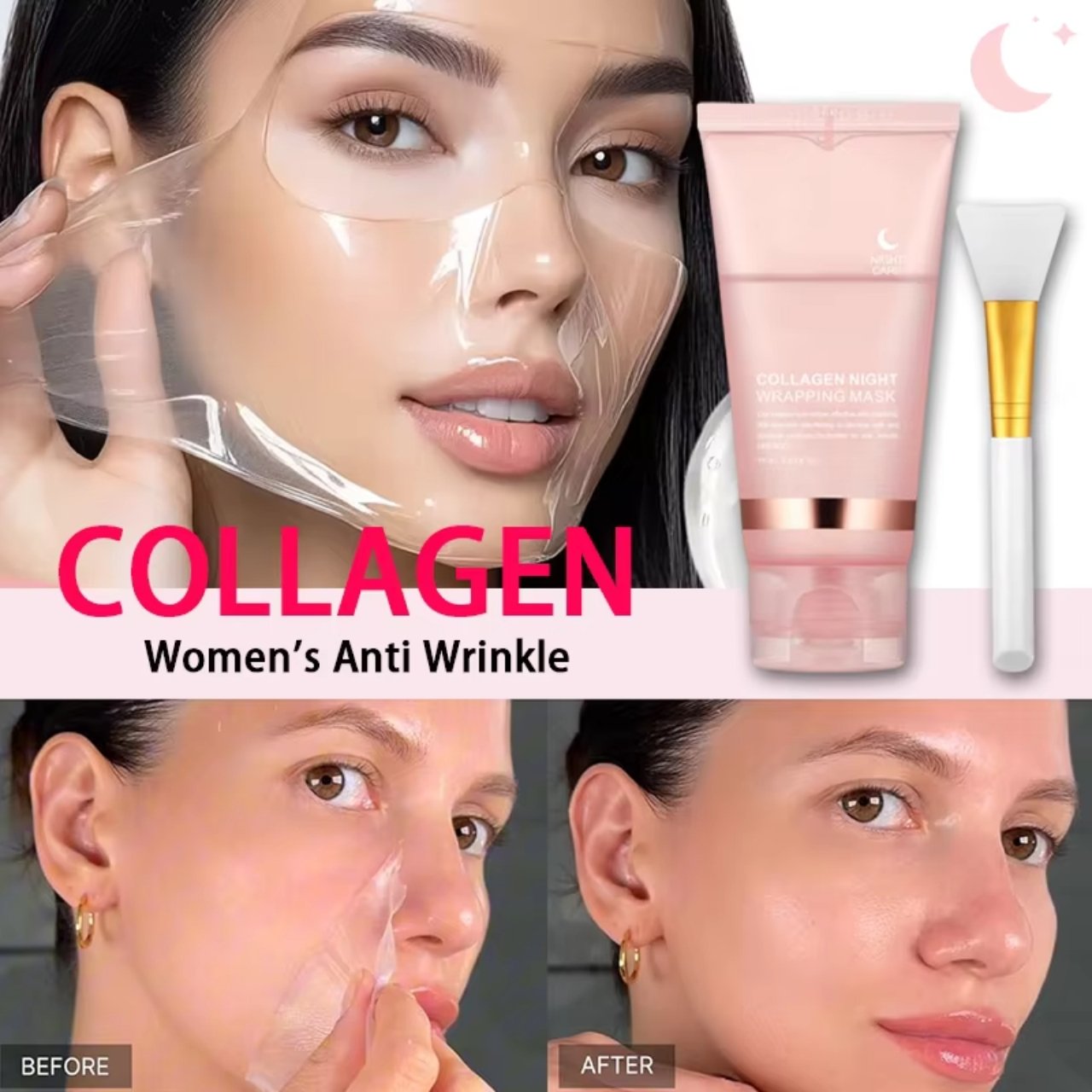 CollagenMask, mască de față cu colagen, tip peel-off, pentru utilizare peste noapte (1+1 GRATUIT) - Image 3